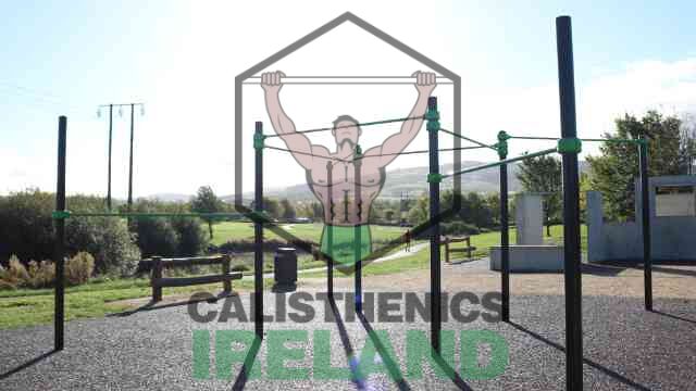 Outdoor gym at Ballycragh Park in South Dublin with calisthenics equipment for public use