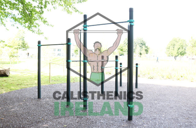 Pull-up bar setup at Ballyfermot Park calisthenics area in Dublin