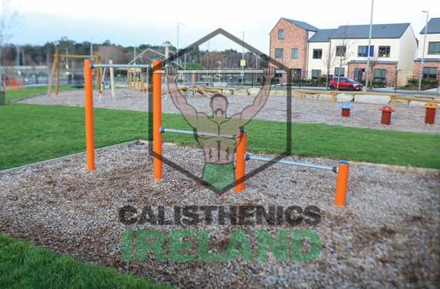 Bodyweight workout equipment at Beckett Park in Dublin, designed for outdoor calisthenics and functional training