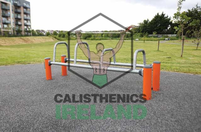 Parallettes in the outdoor gym at Belmayne, north Dublin - calisthenics park equipment for bodyweight and strength training in Ireland