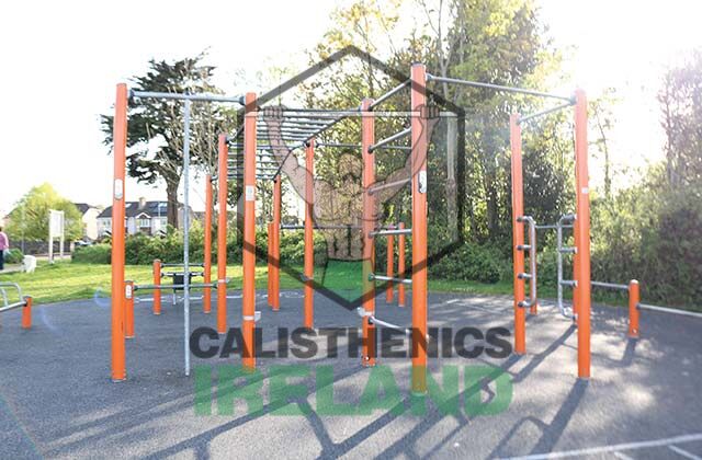 Public fitness space in Blackrock, Cork, with outdoor calisthenics equipment for community exercise and bodyweight training