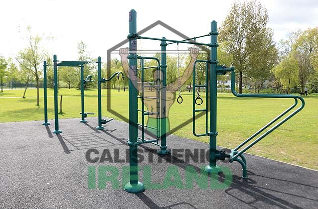 Pull-up bars at Clashduv Park in Cork, part of the outdoor fitness area for calisthenics and bodyweight exercises