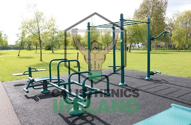 Street workout area at Clashduv Park in Cork, with outdoor calisthenics equipment for strength and mobility training