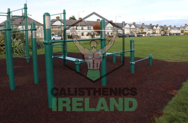 Street workout park in Clontarf Dublin with multiple outdoor fitness stations for bodyweight exercise
