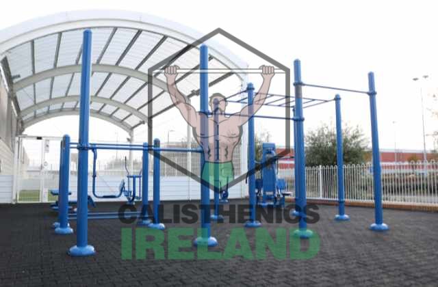 North Dublin calisthenics park at Decathlon featuring outdoor gym equipment for functional fitness
