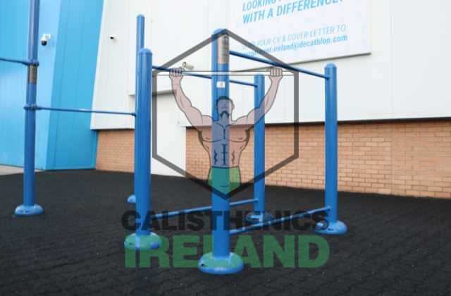 Outdoor dip bar station at the Decathlon public fitness area in North Dublin