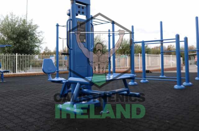 Street workout park at Decathlon Dublin offering a variety of equipment for calisthenics and outdoor exercise
