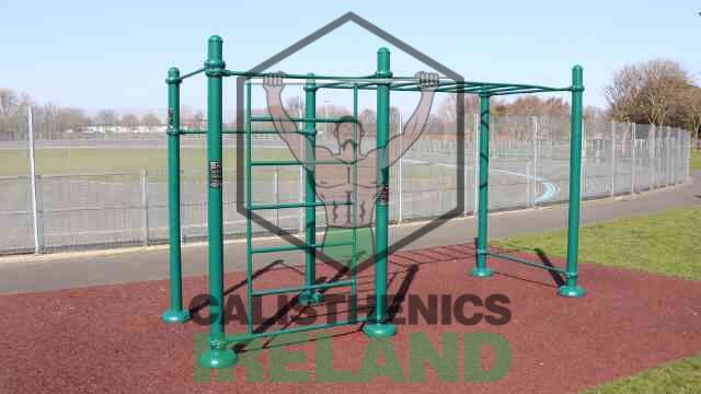 Calisthenics park at Eamonn Ceannt Park in Dublin with a range of outdoor exercise equipment