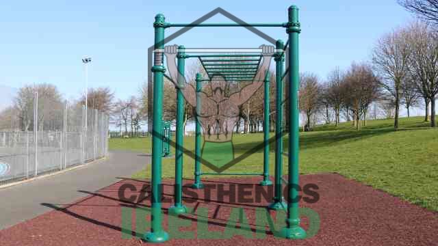 Monkey bar setup at Eamonn Ceannt Park in Dublin for pull-ups, hanging moves, and bodyweight training