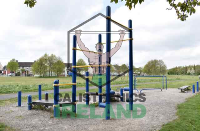 Pull-up bar station at Gaels Drumfinn Park in Dublin, designed for bodyweight exercises and calisthenics training