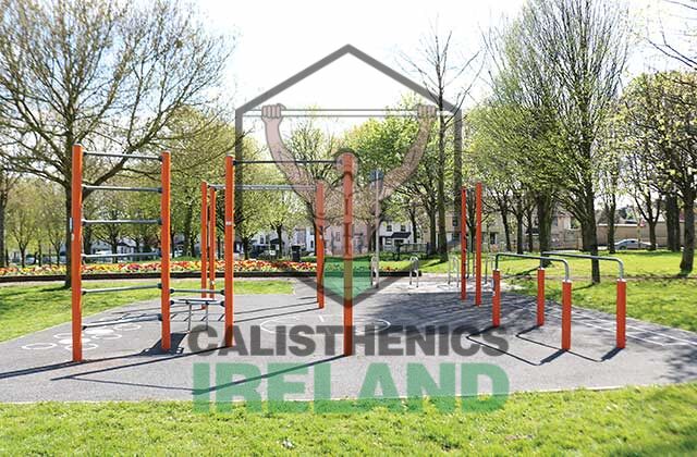 Street workout area at Gerry O’Sullivan Park in Cork, featuring outdoor calisthenics equipment for public fitness and training
