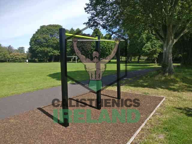 Calisthenics park with workout bars and exercise area in Herbert Park, Dublin city