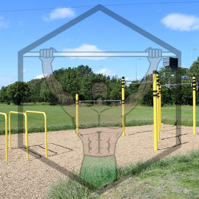 Calisthenics park at Knockmitten in Dublin, equipped with outdoor workout equipment for strength and bodyweight training