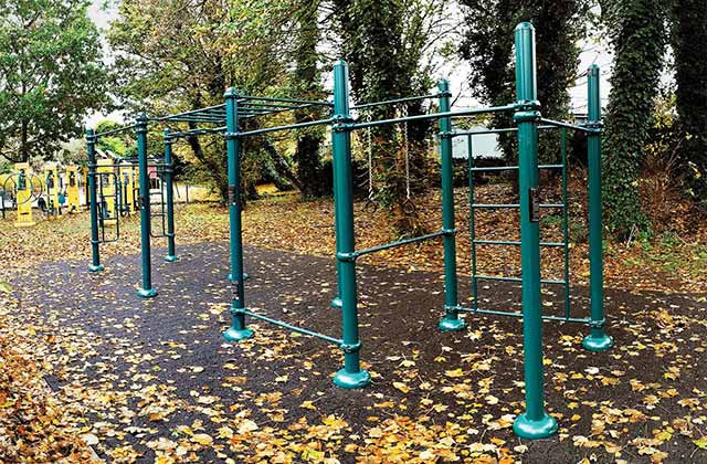 Calisthenics workout equipment at Knocknashee in Roscommon, designed for outdoor bodyweight exercises, strength building, and street workout