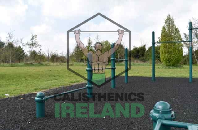 Outdoor gym area at Millennium Park in Dublin equipped for calisthenics and strength workouts
