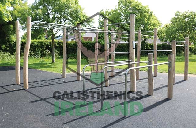 Outdoor calisthenics equipment in Murphystown, South Dublin, designed for functional bodyweight exercises and community fitness use