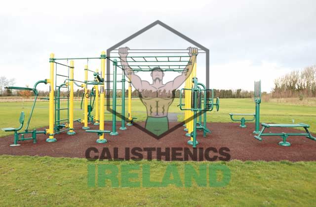 Calisthenics area at St Catherine’s Park in Dublin, equipped with outdoor workout bars for strength and mobility training